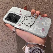 HONTINGA Xiaomi Redmi 13 4g ile Uyumlu Kılıfı Silikon Kenar Sert Arka Anti Düşme Telefon Kılıfı Kitty Desenli K1-0698