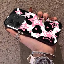 HONTINGA Xiaomi Redmi Note 14 ile Uyumlu Kılıfı Silikon Kenar Sert Arka Anti Düşme Telefon Kılıfı Renkli Yıldızlar Desenli K1-0702