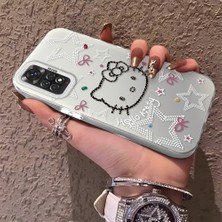HONTINGA Xiaomi Redmi Note 11S ile Uyumlu Kılıfı Silikon Kenar Sert Arka Anti Düşme Telefon Kılıfı Kitty Desenli K1-0698
