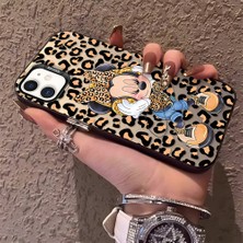 HONTINGA iPhone 12 ile Uyumlu Kılıfı Silikon Kenar Sert Arka Anti Düşme Telefon Kılıfı Mickey Minnie Desenli K1-0697