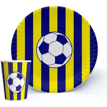 8li Taraftar Doğum Günü Tabak ve Bardak Seti Sarı Lacivert