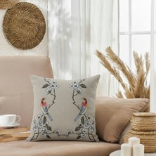 Aurevia Home Aurevia - 2 Adet - Dal Üzerinde Kuş Nakışlı Kırlent Kılıfı