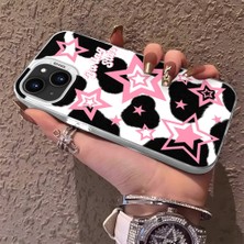 HONTINGA iPhone 14 Plus ile Uyumlu Kılıfı Silikon Kenar Sert Arka Anti Düşme Telefon Kılıfı Renkli Yıldızlar Desenli K1-0702