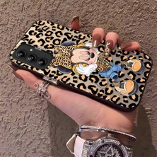HONTINGA Samsung Galaxy A14 ile Uyumlu Kılıfı Silikon Kenar Sert Arka Anti Düşme Telefon Kılıfı Mickey Minnie Desenli K1-0697