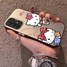 HONTINGA Samsung Galaxy A32 ile Uyumlu Kılıfı Silikon Kenar Sert Arka Anti Düşme Telefon Kılıfı Kitty Desenli K1-0698