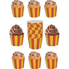 Genel Tedarik Cupcake Kalıbı & Kek Kapsülü & Muffin Kek Kalıbı & 24'li Sarı Kırmızı Kek Kalıbı
