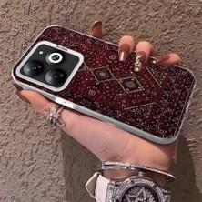 HONTINGA Infinix Smart 8 Pro ile Uyumlu Kılıfı Silikon Kenar Sert Arka Anti Düşme Telefon Kılıfı Vintage Desenli K1-0699