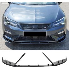 Özgürce Seat Leon Mk3 Uyumlu Lenz Race Cup Ön Lip Piona Black 2017-2020, 3 Parça
