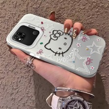 HONTINGA Xiaomi Redmi 9c ile Uyumlu Kılıfı Silikon Kenar Sert Arka Anti Düşme Telefon Kılıfı Kitty Desenli K1-0698