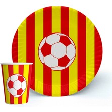 8li Taraftar Doğum Günü Tabak ve Bardak Seti Sarı Kırmızı