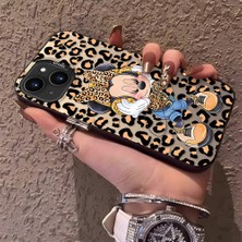 HONTINGA iPhone 14 ile Uyumlu Kılıfı Silikon Kenar Sert Arka Anti Düşme Telefon Kılıfı Mickey Minnie Desenli K1-0697
