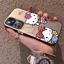 HONTINGA Xiaomi Mi 12T Pro ile Uyumlu Kılıfı Silikon Kenar Sert Arka Anti Düşme Telefon Kılıfı Kitty Desenli K1-0698