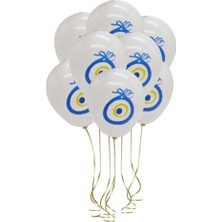 Beyaz Nazar Boncuklu Balon 10LU