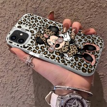 HONTINGA iPhone 11 ile Uyumlu Kılıfı Silikon Kenar Sert Arka Anti Düşme Telefon Kılıfı Mickey Minnie Desenli K1-0697