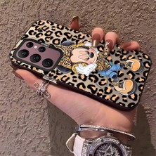HONTINGA Samsung Galaxy S22 Ultra ile Uyumlu Kılıfı Silikon Kenar Sert Arka Anti Düşme Telefon Kılıfı Mickey Minnie Desenli K1-0697