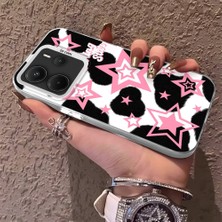 HONTINGA Xiaomi Redmi Note 14 ile Uyumlu Kılıfı Silikon Kenar Sert Arka Anti Düşme Telefon Kılıfı Renkli Yıldızlar Desenli K1-0702