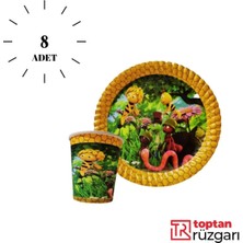 Arı Maya Temalı Tabak Bardak 8 Li