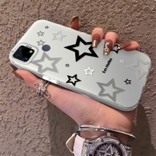 HONTINGA Realme C15 ile Uyumlu Kılıfı Silikon Kenar Sert Arka Anti Düşme Telefon Kılıfı Yıldızlar Desenli K1-0703