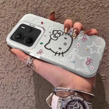 HONTINGA Xiaomi Redmi Note 14 ile Uyumlu Kılıfı Silikon Kenar Sert Arka Anti Düşme Telefon Kılıfı Kitty Desenli K1-0698