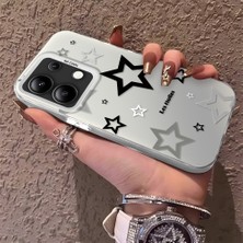 HONTINGA Xiaomi Redmi Note 13 ile Uyumlu Kılıfı Silikon Kenar Sert Arka Anti Düşme Telefon Kılıfı Yıldızlar Desenli K1-0703