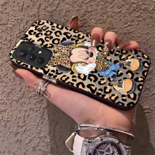 HONTINGA Samsung Galaxy A32 ile Uyumlu Kılıfı Silikon Kenar Sert Arka Anti Düşme Telefon Kılıfı Mickey Minnie Desenli K1-0697
