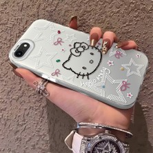 HONTINGA iPhone Se 2022 ile Uyumlu Kılıfı Silikon Kenar Sert Arka Anti Düşme Telefon Kılıfı Kitty Desenli K1-0698