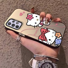 HONTINGA Samsung Galaxy A72 ile Uyumlu Kılıfı Silikon Kenar Sert Arka Anti Düşme Telefon Kılıfı Kitty Desenli K1-0698