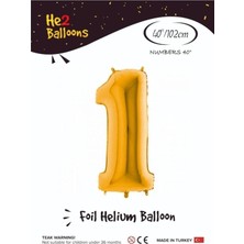 Marketoni Balon 1 Rakam Altın Folyo Balon 40 Inç Baghoouse 1059428