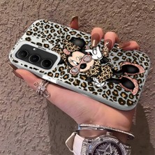 HONTINGA Samsung Galaxy A55 ile Uyumlu Kılıfı Silikon Kenar Sert Arka Anti Düşme Telefon Kılıfı Mickey Minnie Desenli K1-0697