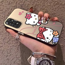 HONTINGA Xiaomi Redmi Note 11 ile Uyumlu Kılıfı Silikon Kenar Sert Arka Anti Düşme Telefon Kılıfı Kitty Desenli K1-0698