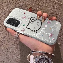 HONTINGA Samsung Galaxy A32 ile Uyumlu Kılıfı Silikon Kenar Sert Arka Anti Düşme Telefon Kılıfı Kitty Desenli K1-0698