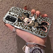 HONTINGA Samsung Galaxy M23 ile Uyumlu Kılıfı Silikon Kenar Sert Arka Anti Düşme Telefon Kılıfı Mickey Minnie Desenli K1-0697