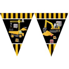 Inşaat Temalı Inşaat Figürleri Basklı Flama Üçgen Bayrak Seti 320 cm