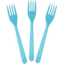 Parti Aksesuar Açık Mavi Lüks Plastik Çatal 25 Adet