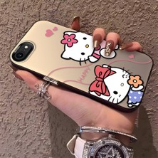 HONTINGA iPhone Se 2022 ile Uyumlu Kılıfı Silikon Kenar Sert Arka Anti Düşme Telefon Kılıfı Kitty Desenli K1-0698