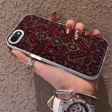 HONTINGA iPhone 8 ile Uyumlu Kılıfı Silikon Kenar Sert Arka Anti Düşme Telefon Kılıfı Vintage Desenli K1-0699