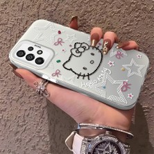 HONTINGA Samsung Galaxy A73 ile Uyumlu Kılıfı Silikon Kenar Sert Arka Anti Düşme Telefon Kılıfı Kitty Desenli K1-0698