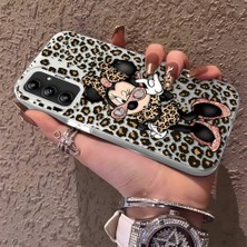 HONTINGA Samsung Galaxy A14 ile Uyumlu Kılıfı Silikon Kenar Sert Arka Anti Düşme Telefon Kılıfı Mickey Minnie Desenli K1-0697