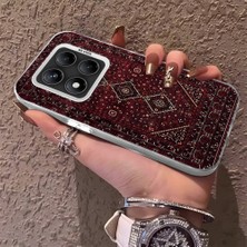 HONTINGA Xiaomi Redmi Note 14 Pro ile Uyumlu Kılıfı Silikon Kenar Sert Arka Anti Düşme Telefon Kılıfı Vintage Desenli K1-0699