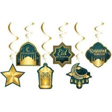 Eid Mubarak Asma Tavan Süs 6 Adet