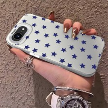 HONTINGA iPhone 16E ile Uyumlu Kılıfı Silikon Kenar Sert Arka Anti Düşme Telefon Kılıfı Mavi Küçük Yıldız Desenli K1-0705