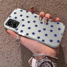 HONTINGA Samsung Galaxy A06 ile Uyumlu Kılıfı Silikon Kenar Sert Arka Anti Düşme Telefon Kılıfı Mavi Küçük Yıldız Desenli K1-0705
