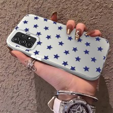 HONTINGA Samsung Galaxy A52S 5g ile Uyumlu Kılıfı Silikon Kenar Sert Arka Anti Düşme Telefon Kılıfı Mavi Küçük Yıldız Desenli K1-0705