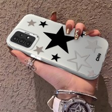 HONTINGA Samsung Galaxy A04S ile Uyumlu Kılıfı Silikon Kenar Sert Arka Anti Düşme Telefon Kılıfı Siyah Yıldız Desenli K1-0706