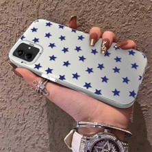 HONTINGA Samsung Galaxy A04E ile Uyumlu Kılıfı Silikon Kenar Sert Arka Anti Düşme Telefon Kılıfı Mavi Küçük Yıldız Desenli K1-0705