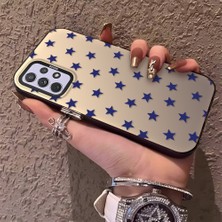 HONTINGA Samsung Galaxy A72 ile Uyumlu Kılıfı Silikon Kenar Sert Arka Anti Düşme Telefon Kılıfı Mavi Küçük Yıldız Desenli K1-0705