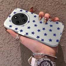HONTINGA Xiaomi Redmi 14C ile Uyumlu Kılıfı Silikon Kenar Sert Arka Anti Düşme Telefon Kılıfı Mavi Küçük Yıldız Desenli K1-0705