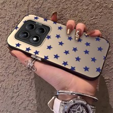 HONTINGA Xiaomi Redmi Note 14 Pro ile Uyumlu Kılıfı Silikon Kenar Sert Arka Anti Düşme Telefon Kılıfı Mavi Küçük Yıldız Desenli K1-0705