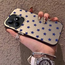 HONTINGA Realme Note 50 ile Uyumlu Kılıfı Silikon Kenar Sert Arka Anti Düşme Telefon Kılıfı Mavi Küçük Yıldız Desenli K1-0705