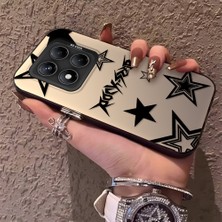 HONTINGA Xiaomi Redmi Note 14 Pro 5g ile Uyumlu Kılıfı Silikon Kenar Sert Arka Anti Düşme Telefon Kılıfı Siyah Yıldız Desenli K1-0706